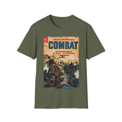 Close-up of the Combat Mar 1964 T-Shirt's rear neckline label with soft cotton fabric texture and slim fit detailing.