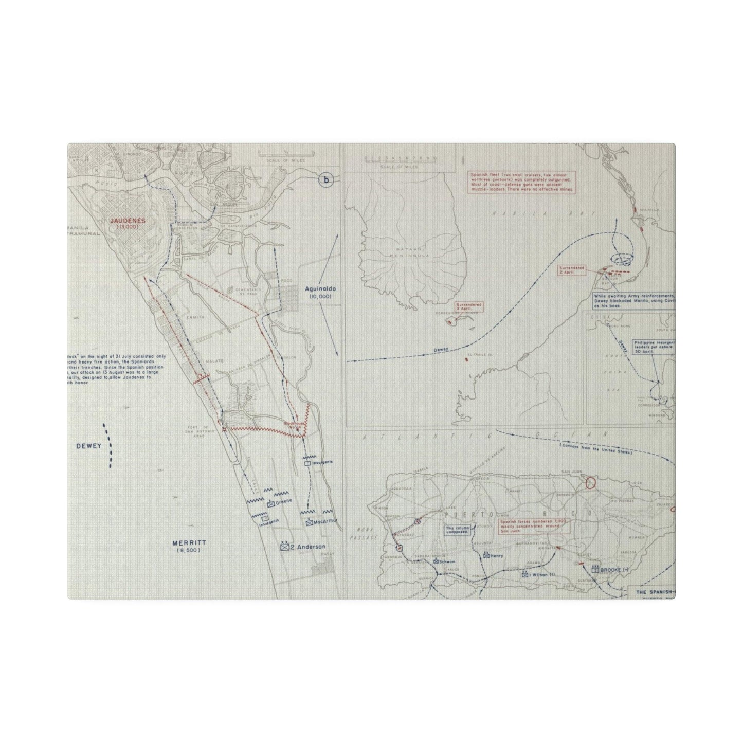 Spanish-American War, Philippines and Puerto Rico, Puerto Rico Expedition 25 July - 12 Aug, Naval Operations in Manila Bay 30 Apr - 1 May, Capture of Manila 13 Aug 1898 - Pacific Sky Games