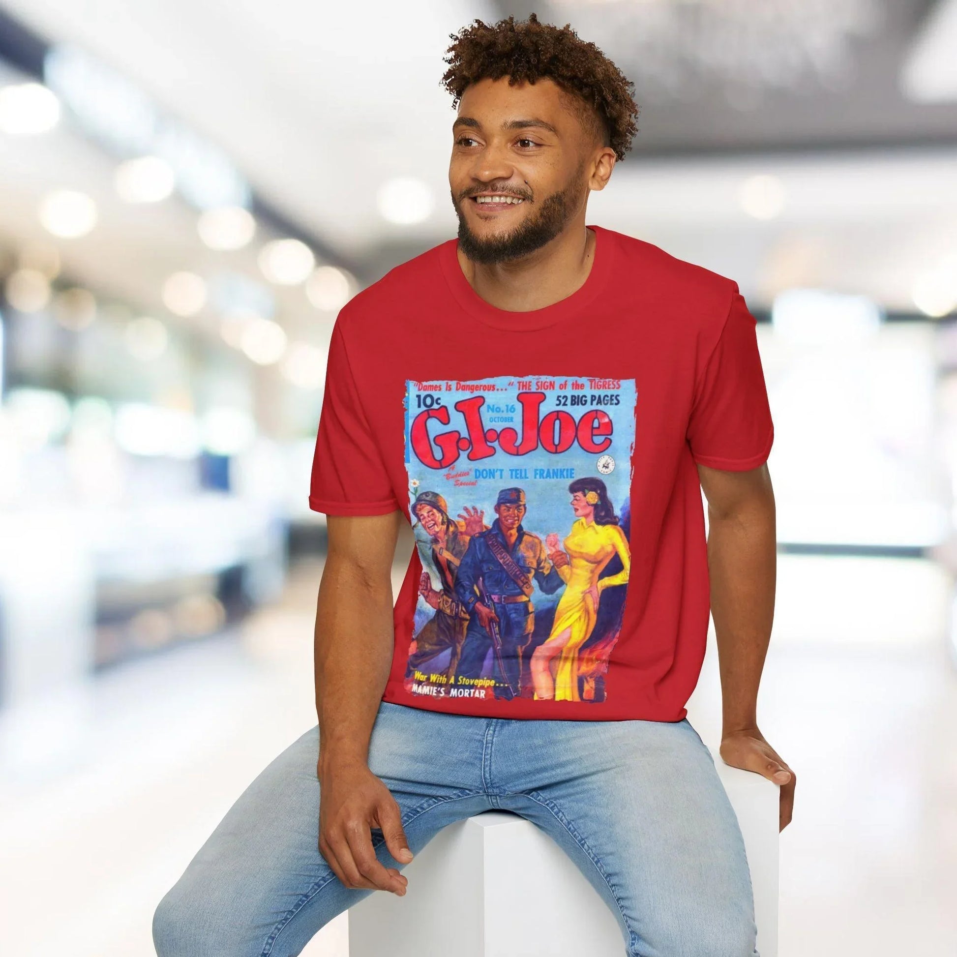 Close-up of the soft cotton fabric showing subtle heather texture and relaxed fit crew neckline of the unisex T-shirt in