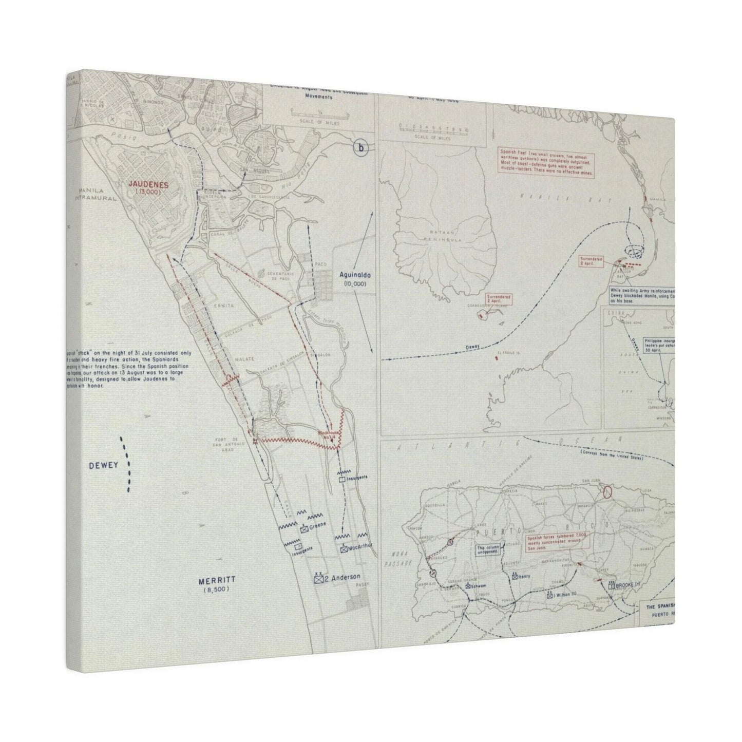 Spanish-American War, Philippines and Puerto Rico, Puerto Rico Expedition 25 July - 12 Aug, Naval Operations in Manila Bay 30 Apr - 1 May, Capture of Manila 13 Aug 1898 - Pacific Sky Games