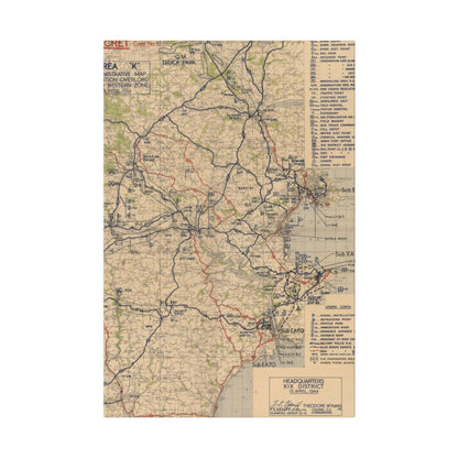 Detail of map’s southwestern zone with handwritten annotations and faded ink lines, illustrating troop movements on April