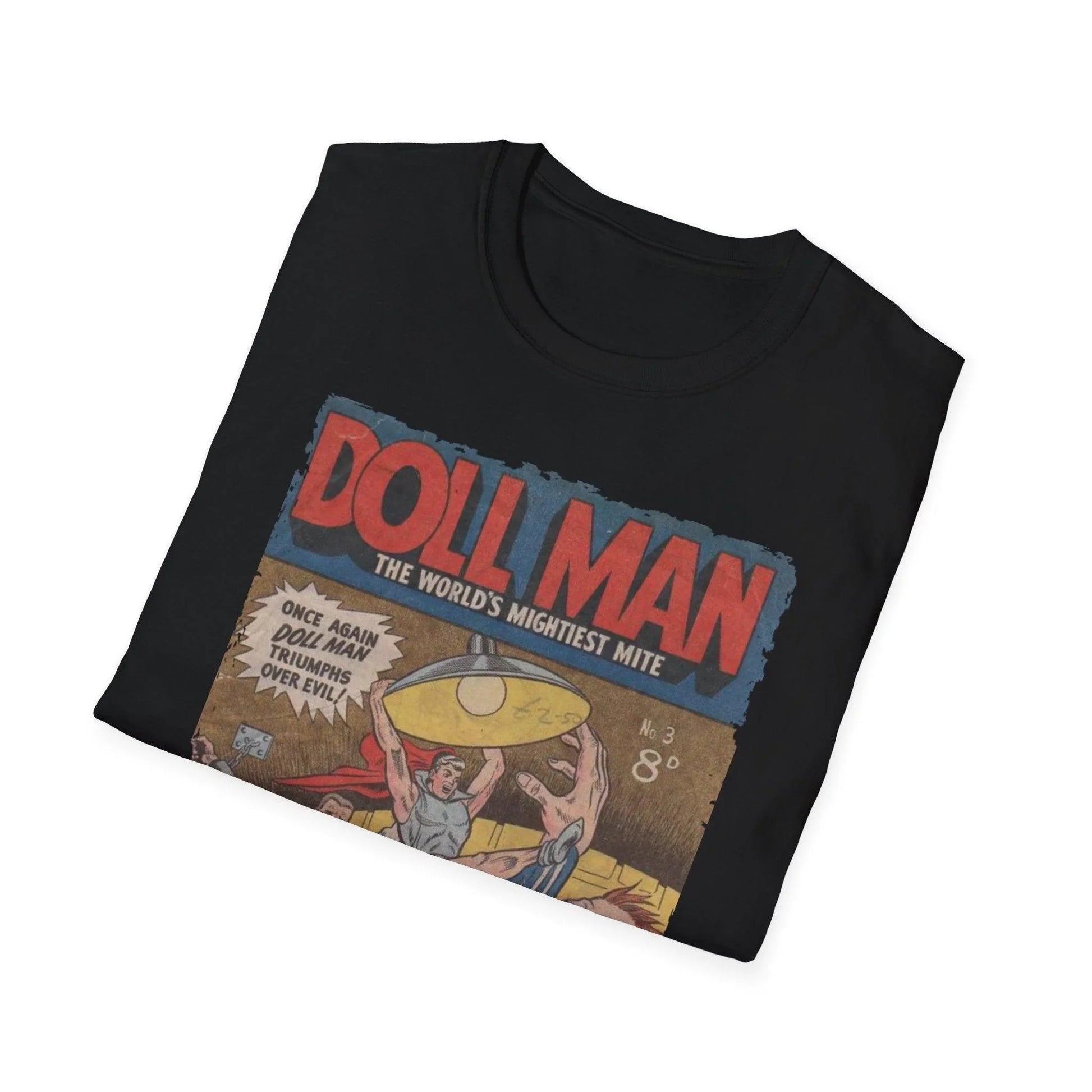 Close-up of the Doll Man No.3 T-shirt’s soft cotton fabric showing subtle texture and relaxed fit at the sleeve seam.