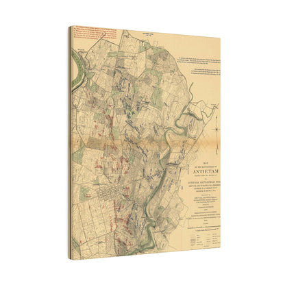 Close-up of detailed canvas texture highlighting the realistic printed battlefield scene and subtle color variations.