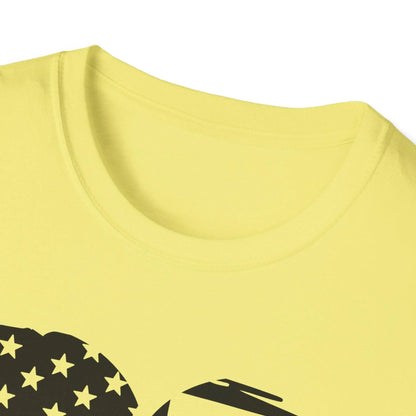 Close-up of the American Heart B&W T-Shirt's fabric texture, highlighting the soft cotton material and subtle heather