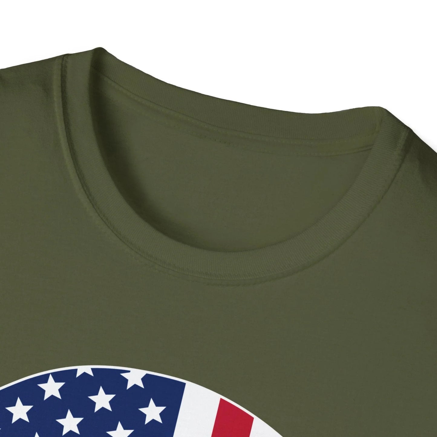 Close-up of the American Skull Flag design on the front chest area, highlighting vibrant colors and detailed print on the