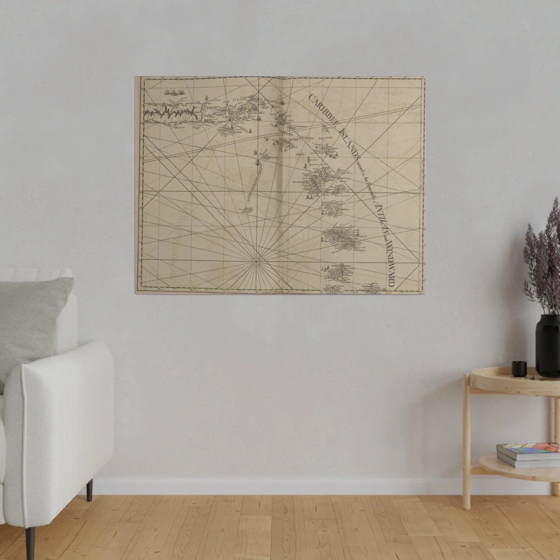 Close-up of the canvas texture highlighting vibrant colors and fine brushstrokes depicting Caribbee Island and Virgin