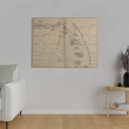 Close-up of the canvas texture highlighting vibrant colors and fine brushstrokes depicting Caribbee Island and Virgin