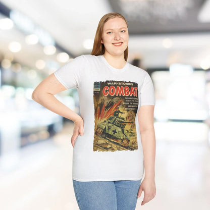 Close-up of the unisex softstyle fabric showing smooth black color and subtle stitching detail near the neckline