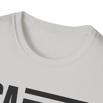 Close-up of the American Flag USA B&W T-shirt's front neckline and chest detail, showcasing soft cotton fabric and subtle