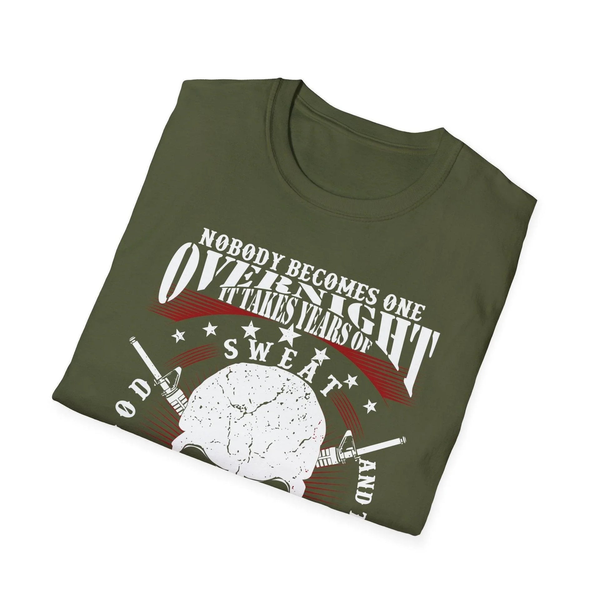 Close-up of the unisex softstyle T-shirt's woven fabric texture in heather gray, highlighting its relaxed fit and smooth