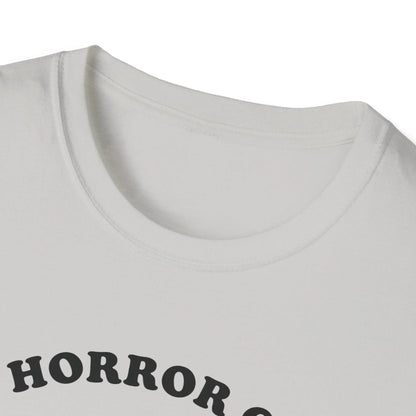 Close-up of the Cosmic Horror Cuteness T-Shirt fabric detail showcasing the soft, smooth texture and vibrant midnight blue