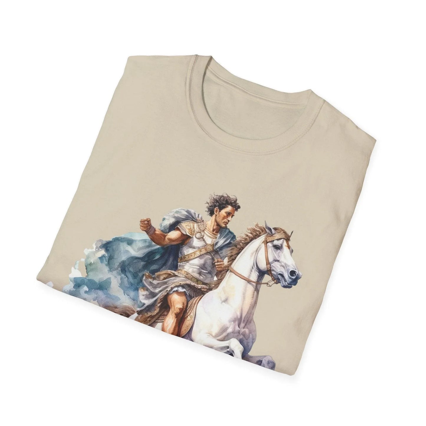 Close-up of the unisex softstyle T-shirt's fabric weave in heather gray, highlighting the smooth texture and subtle mottled