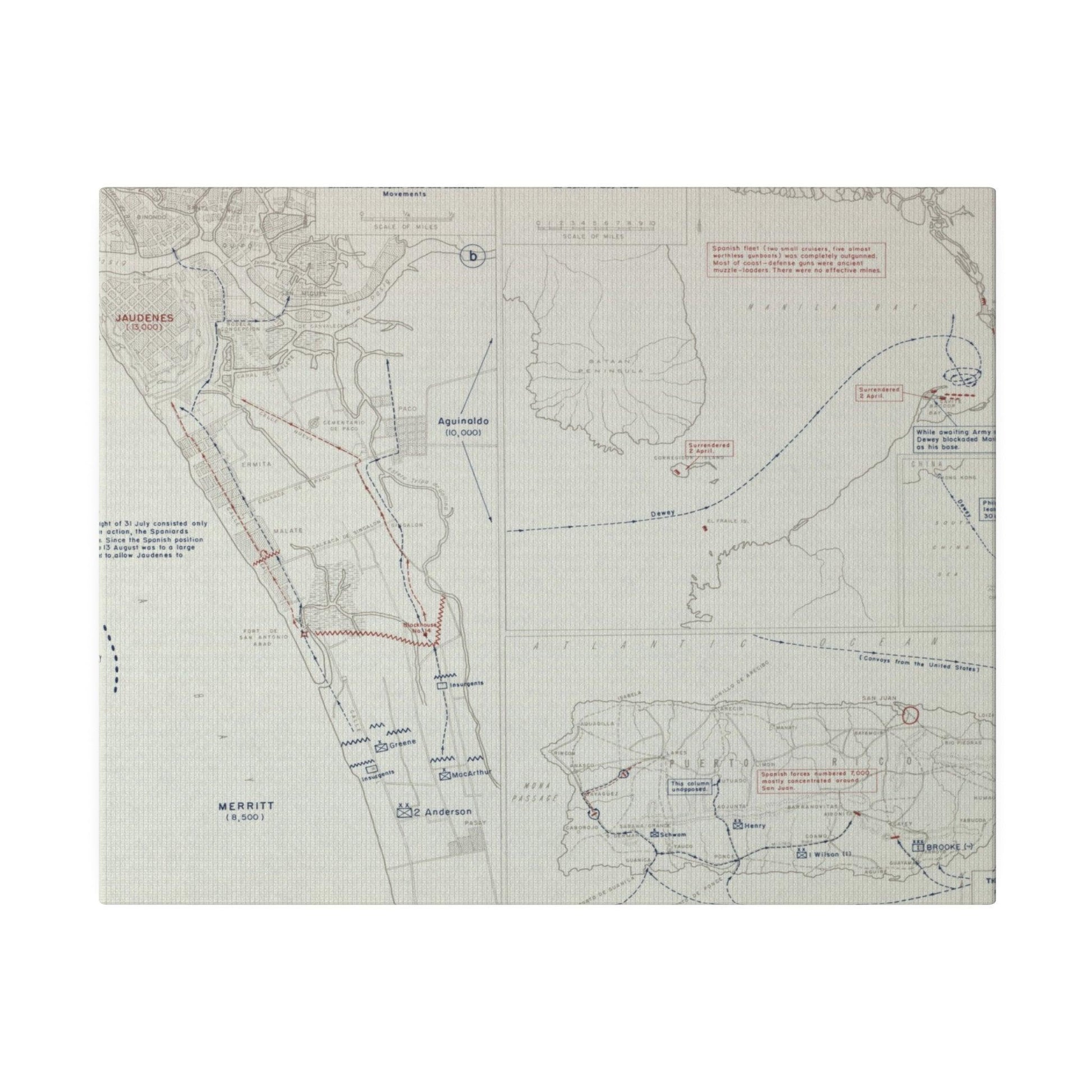 Spanish-American War, Philippines and Puerto Rico, Puerto Rico Expedition 25 July - 12 Aug, Naval Operations in Manila Bay 30 Apr - 1 May, Capture of Manila 13 Aug 1898 - Pacific Sky Games