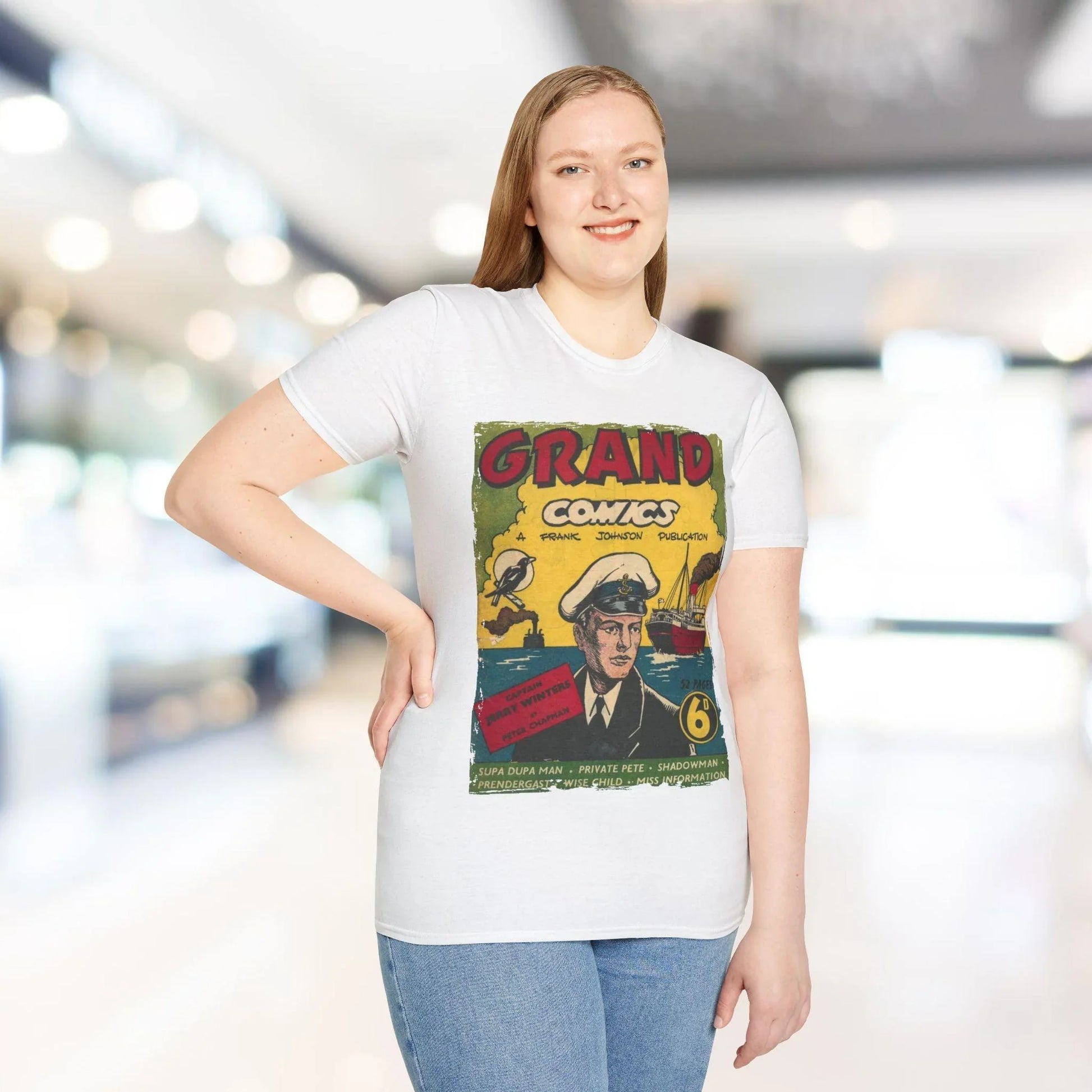 Close-up of the soft, lightweight cotton fabric highlighting the subtle heather texture and the stitched neckline detailing.