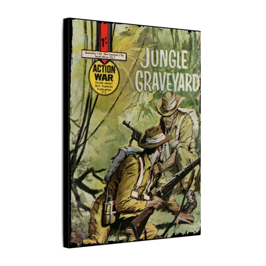 Printify Action War #3 canvas wall art featuring vibrant comic book imagery on eco-friendly matte material with hanging