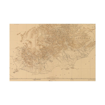 Close-up of the detailed map section highlighting Arabian Peninsula borders and 1914 territorial markers on canvas print.