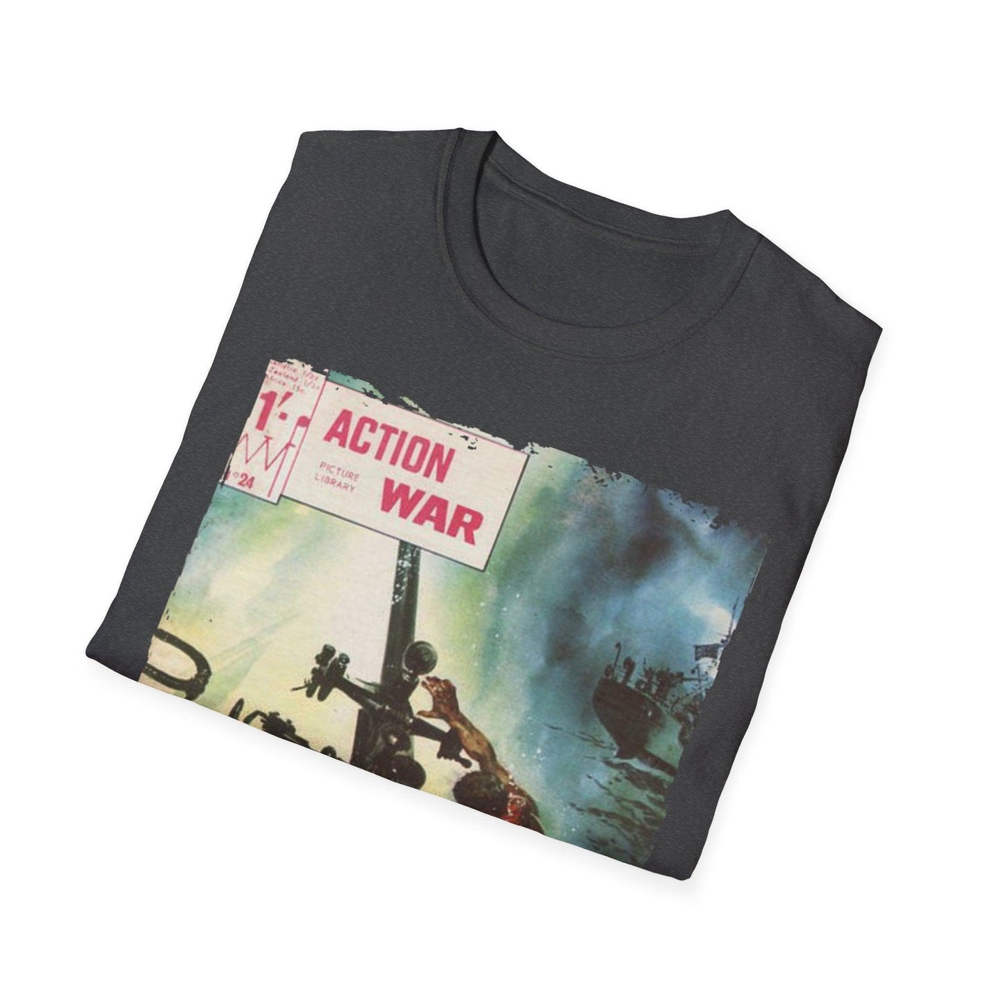 Close-up of the unisex softstyle t-shirt's back neckline showing reinforced stitching and subtle brand logo tag detail.