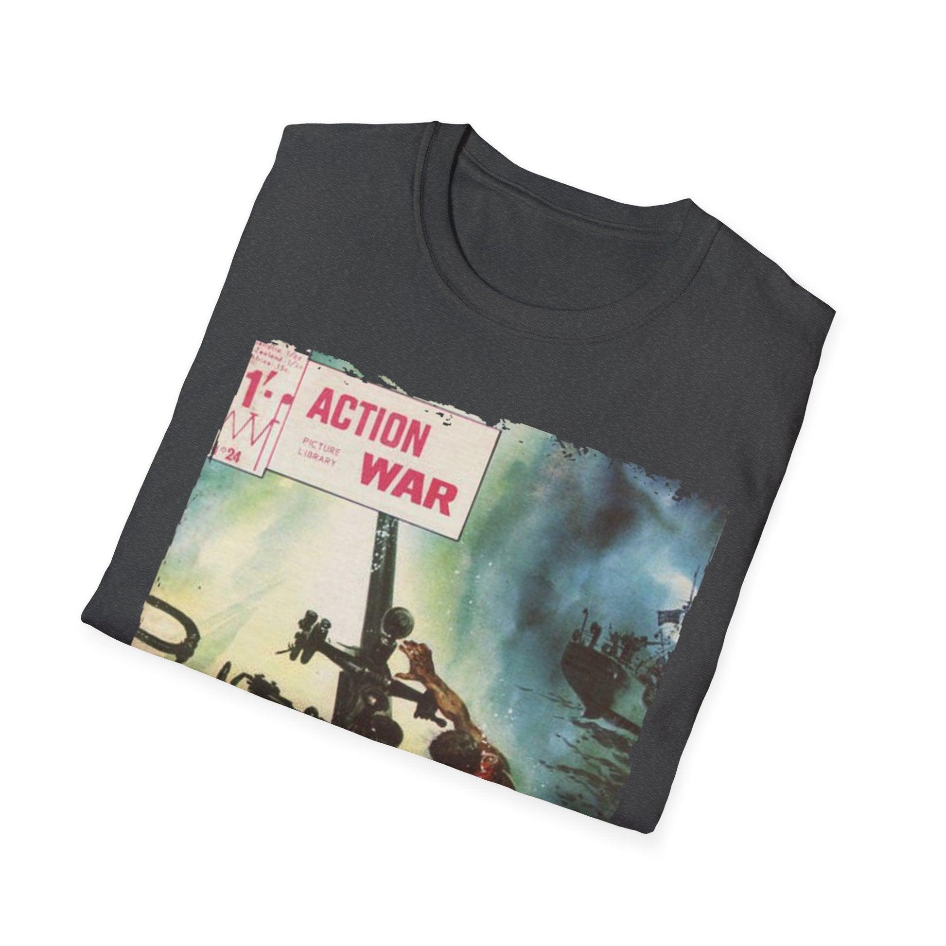 Close-up of the unisex softstyle t-shirt's back neckline showing reinforced stitching and subtle brand logo tag detail.