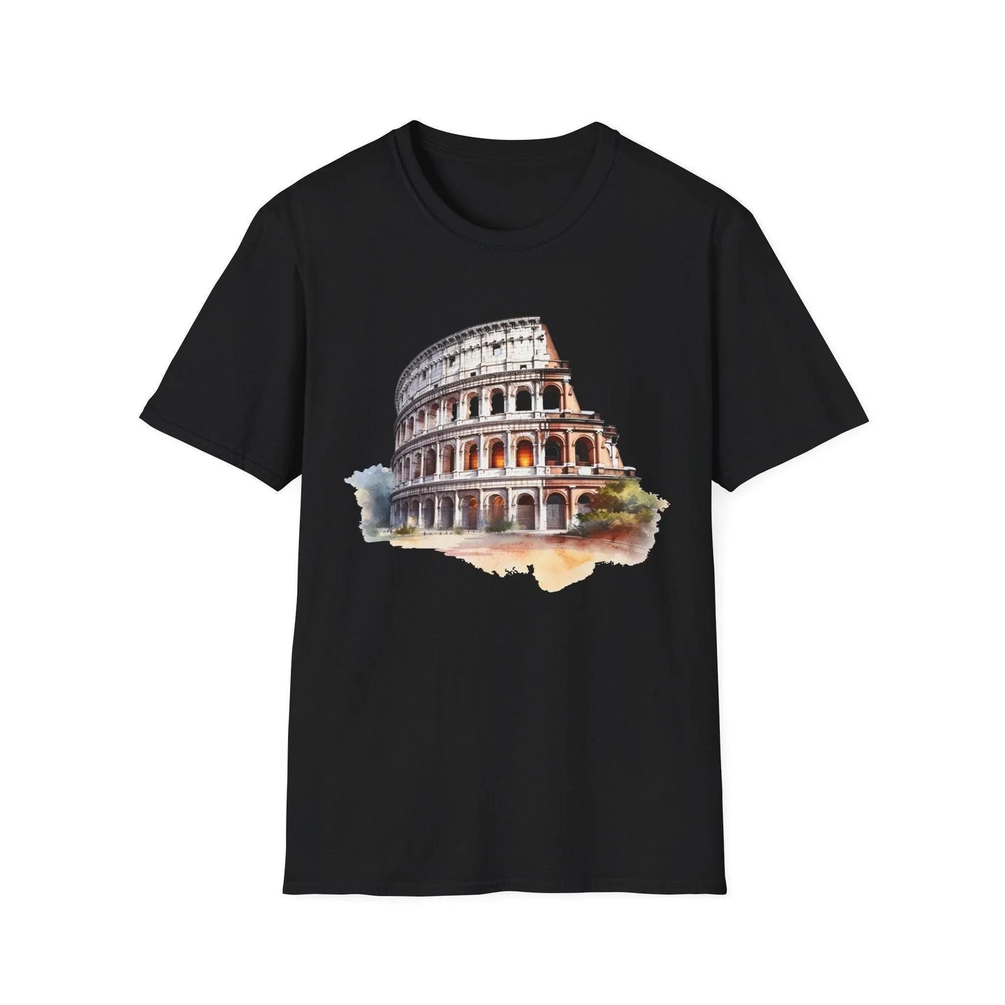 Ancient Bldg 1 unisex cotton crew neck T-shirt in relaxed fit with regular sleeves, printed DTG, white color, brand Printify