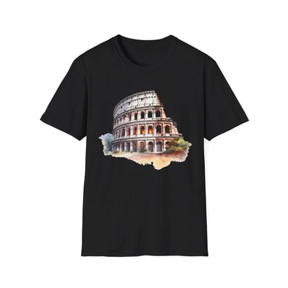 Ancient Bldg 1 unisex cotton crew neck T-shirt in relaxed fit with regular sleeves, printed DTG, white color, brand Printify