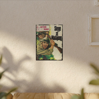 Close-up of the textured canvas surface highlighting the vibrant orange and navy color details in Action War #30 artwork.