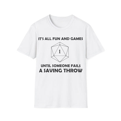 Printify All Fun and Games black unisex softstyle cotton T-shirt with crew neck and regular fit