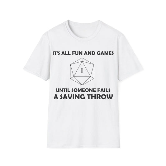 Printify All Fun and Games black unisex softstyle cotton T-shirt with crew neck and regular fit