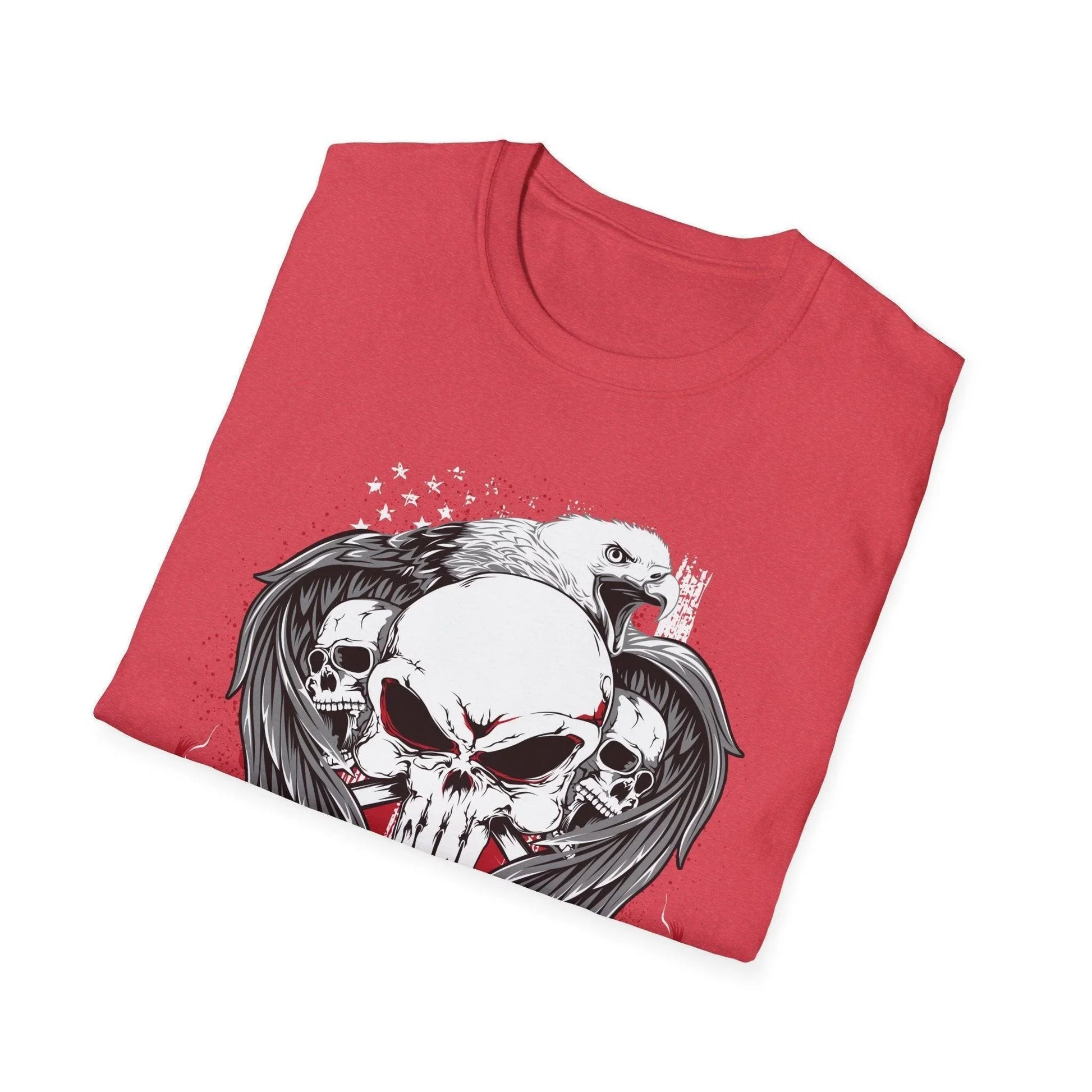 Close-up of the American Veteran T-shirt's vintage-style woven neck tag and soft cotton fabric texture.