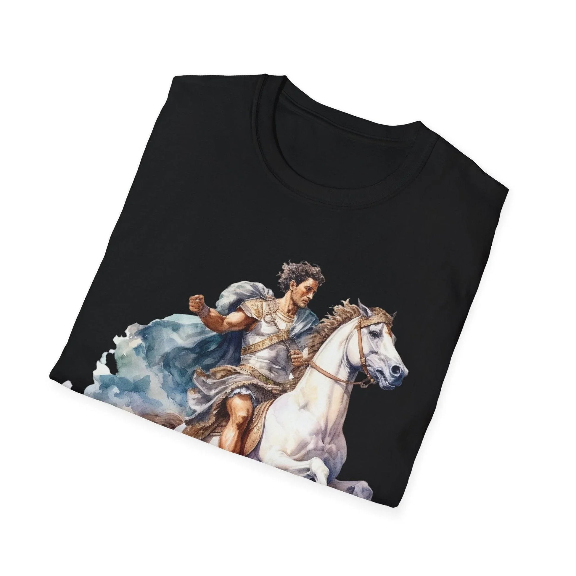 Close-up of the unisex softstyle T-shirt's fabric texture highlighting the relaxed fit and heather charcoal color from a