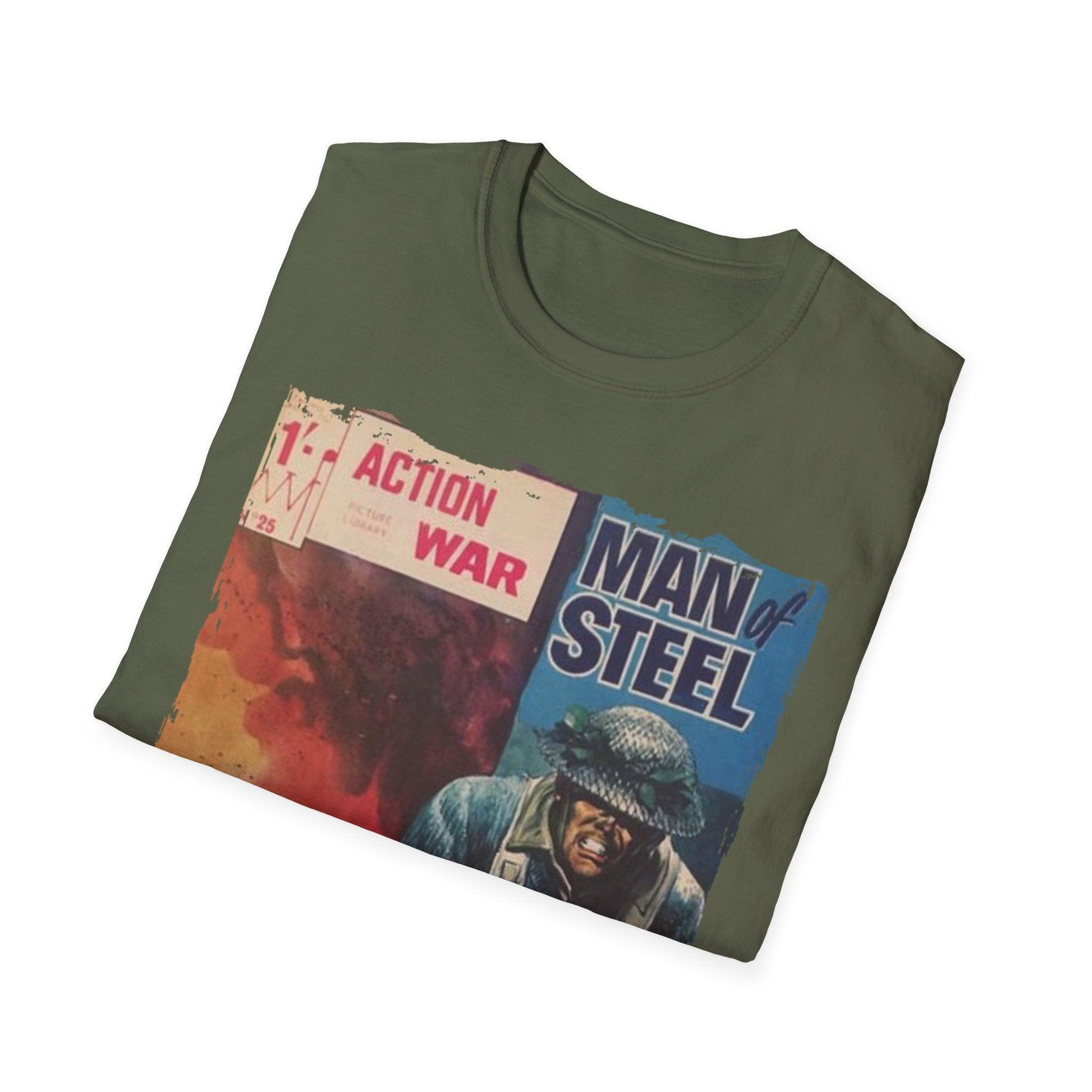 Close-up of the unisex softstyle T-shirt's fabric texture highlighting the smooth, lightweight cotton blend and relaxed fit