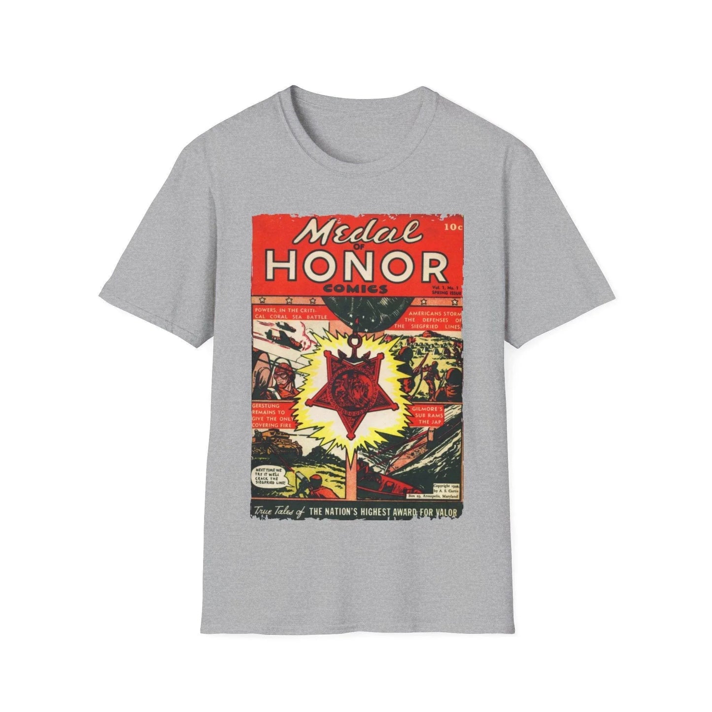 Close-up of the soft, heather gray fabric showcasing the smooth texture and subtle weave details of the unisex T-shirt