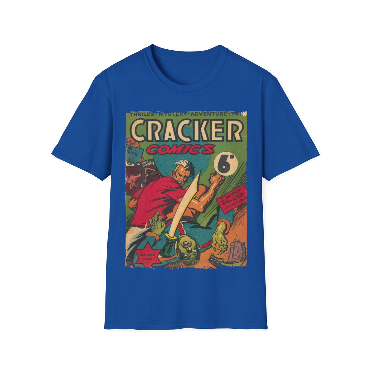 Close-up of the Cracker 1943 T-shirt's sewn collar detail showcasing the smooth, ribbed neckline in classic black cotton