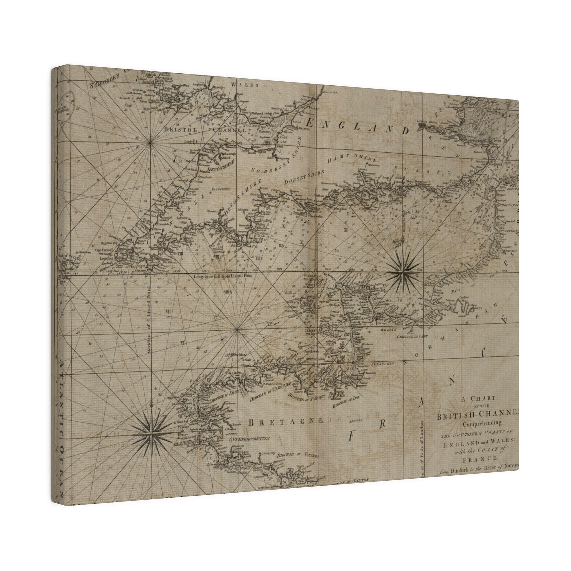 Close-up of the detailed navy blue and white coastal map edges on the canvas, highlighting intricate linework and textured