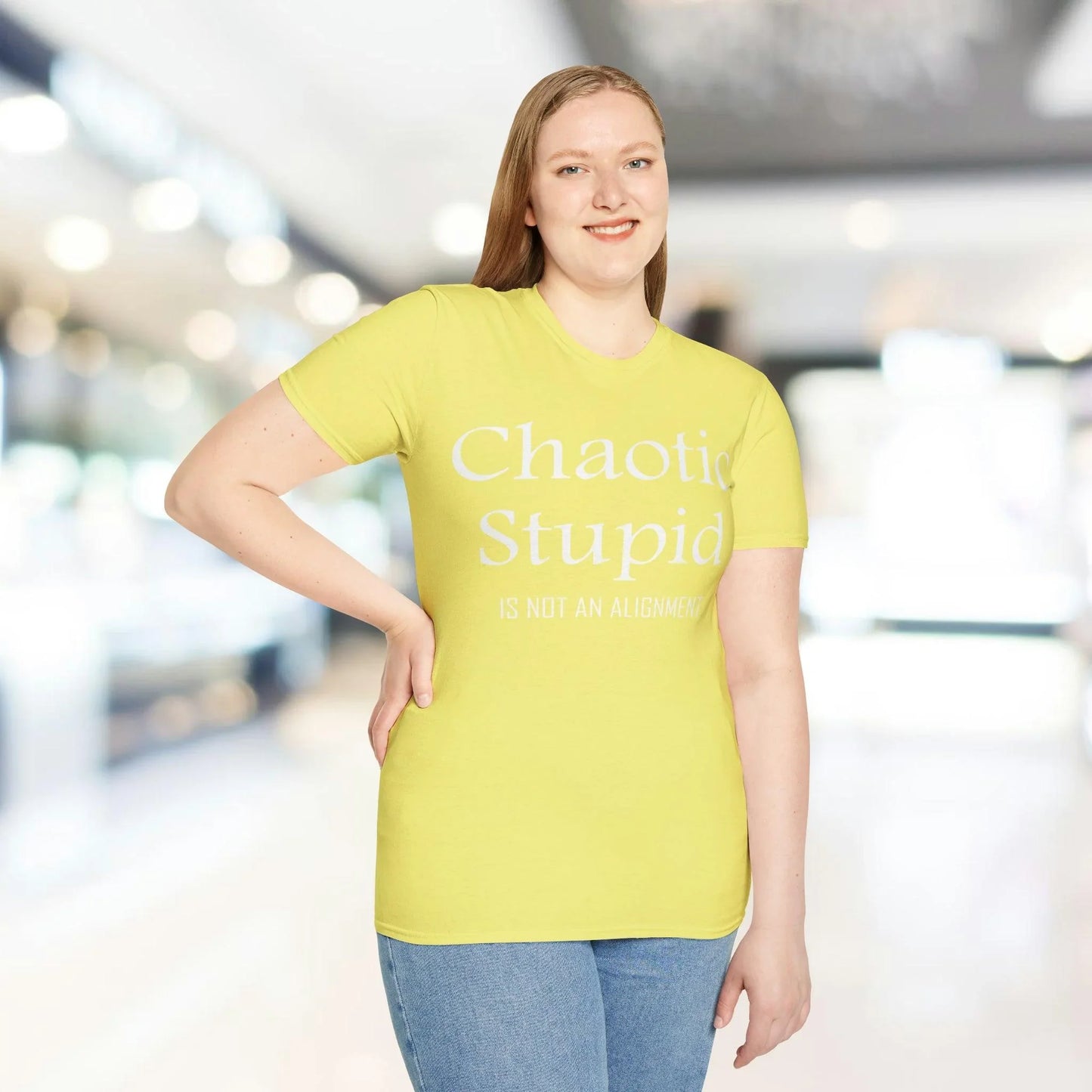 Close-up of the white cotton fabric highlighting the soft, smooth texture and relaxed fit collar of the unisex t-shirt.