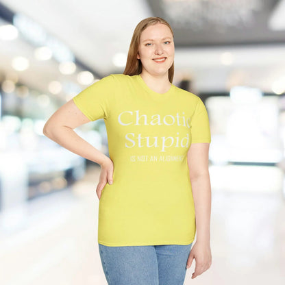 Close-up of the white cotton fabric highlighting the soft, smooth texture and relaxed fit collar of the unisex t-shirt.