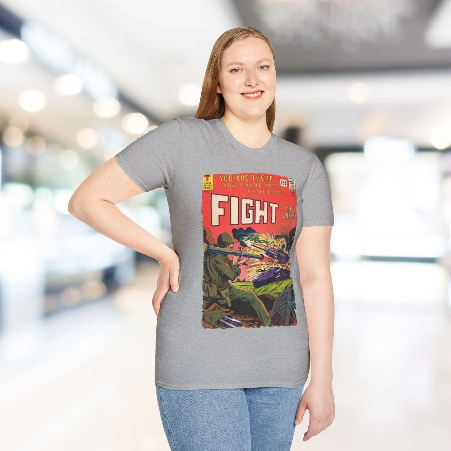 Close-up of the unisex softstyle T-shirt's fabric texture and vibrant navy color, highlighting the relaxed fit and ribbed