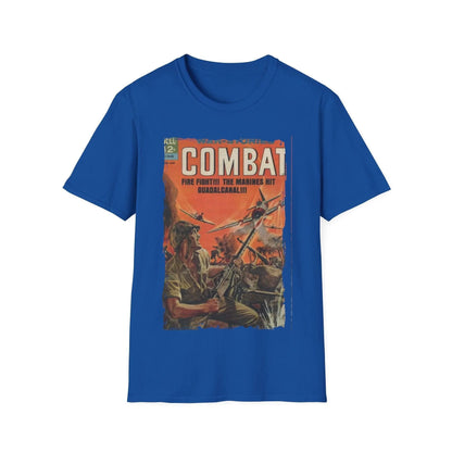 Close-up of the Combat April 1964 unisex softstyle T-shirt fabric showing smooth cotton blend and subtle heather texture at
