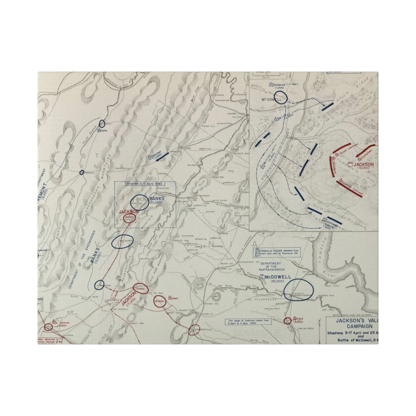 Close-up of canvas texture highlighting the detailed historical scene from the Civil War campaign, emphasizing brushstroke