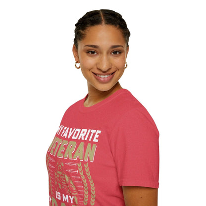 Close-up of the soft cotton fabric showing subtle heather texture and relaxed fit sleeve detail in navy color.