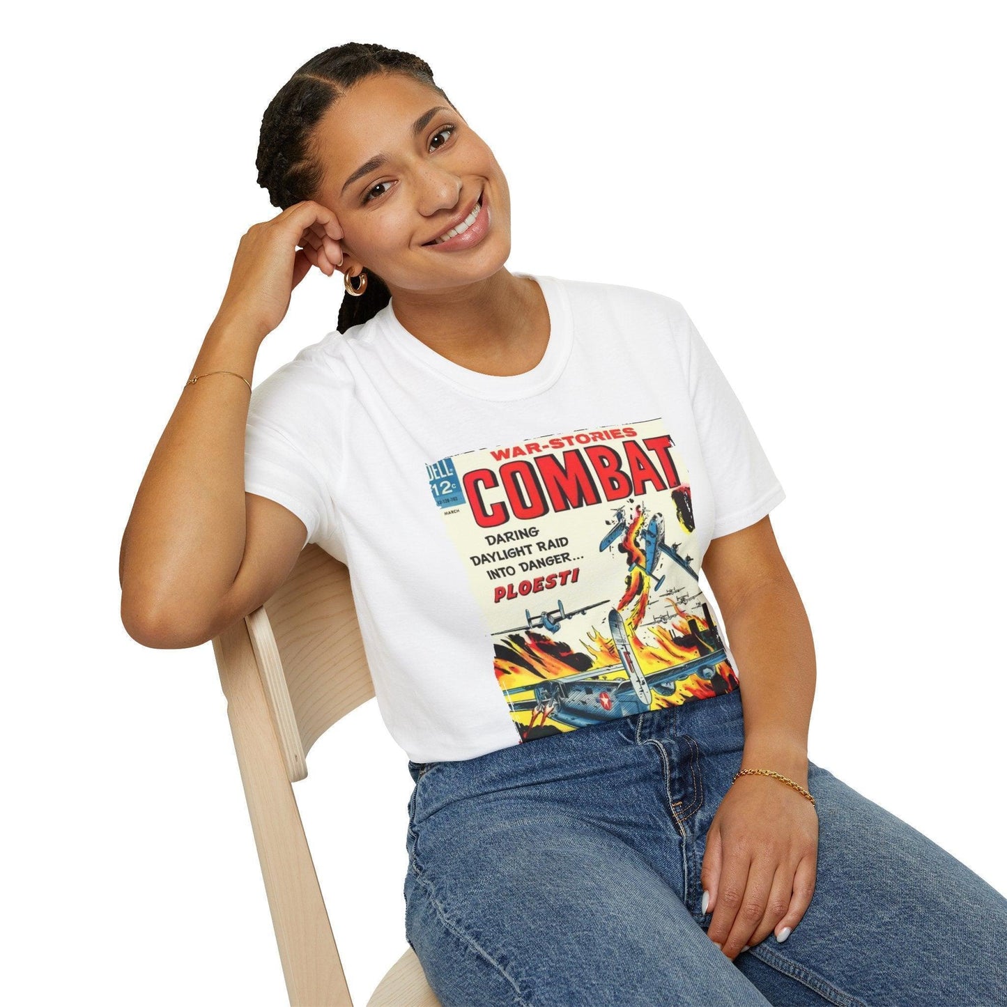 Close-up of the Combat March 1967 T-shirt's fabric texture highlighting its soft, breathable cotton blend and relaxed fit