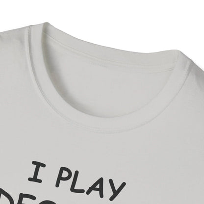 Close-up of the black unisex softstyle T-shirt fabric showing smooth texture and reinforced neckline stitching from a front