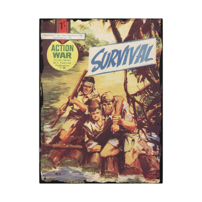 Close-up of the canvas texture revealing subtle brushstrokes and vibrant color details from Action War #14 comic book