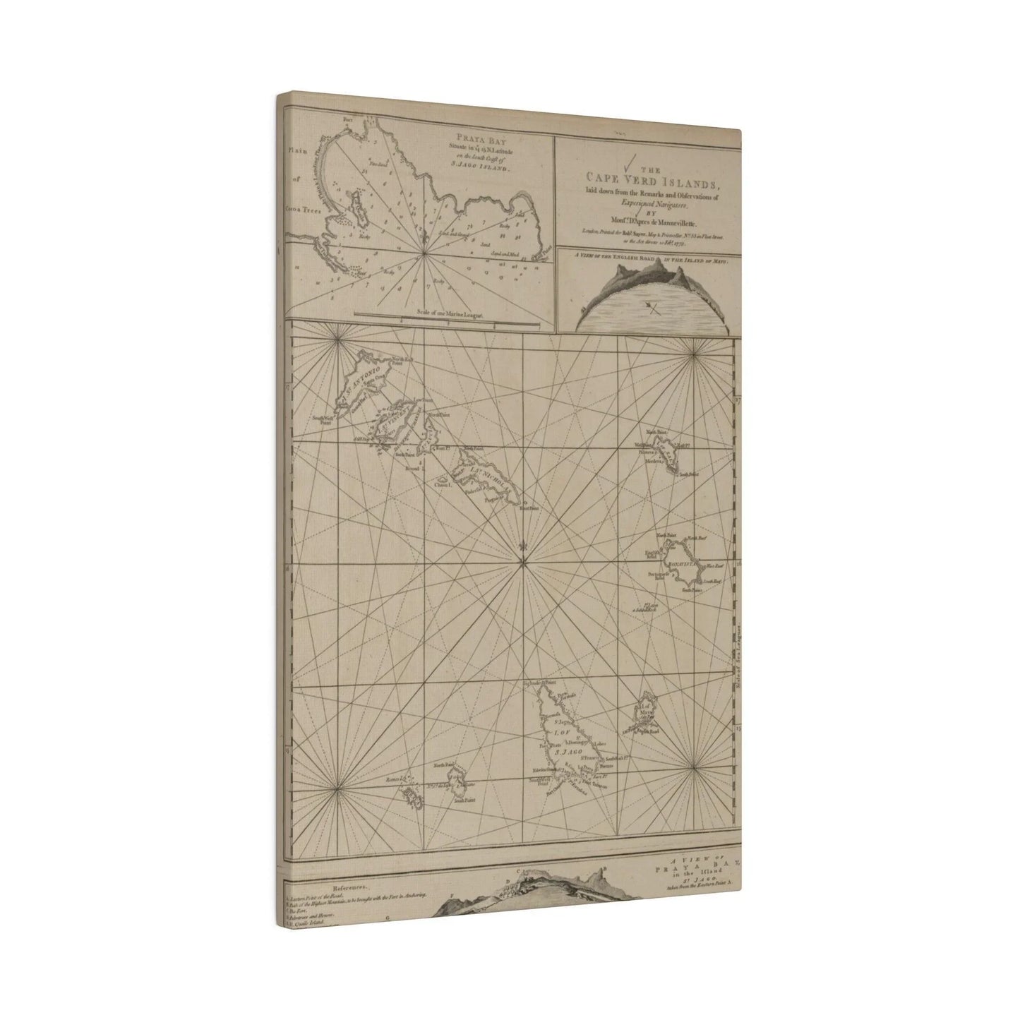 Close-up of the canvas texture featuring the vibrant blue and green colors representing Cape Verde Islands' scenic landscape