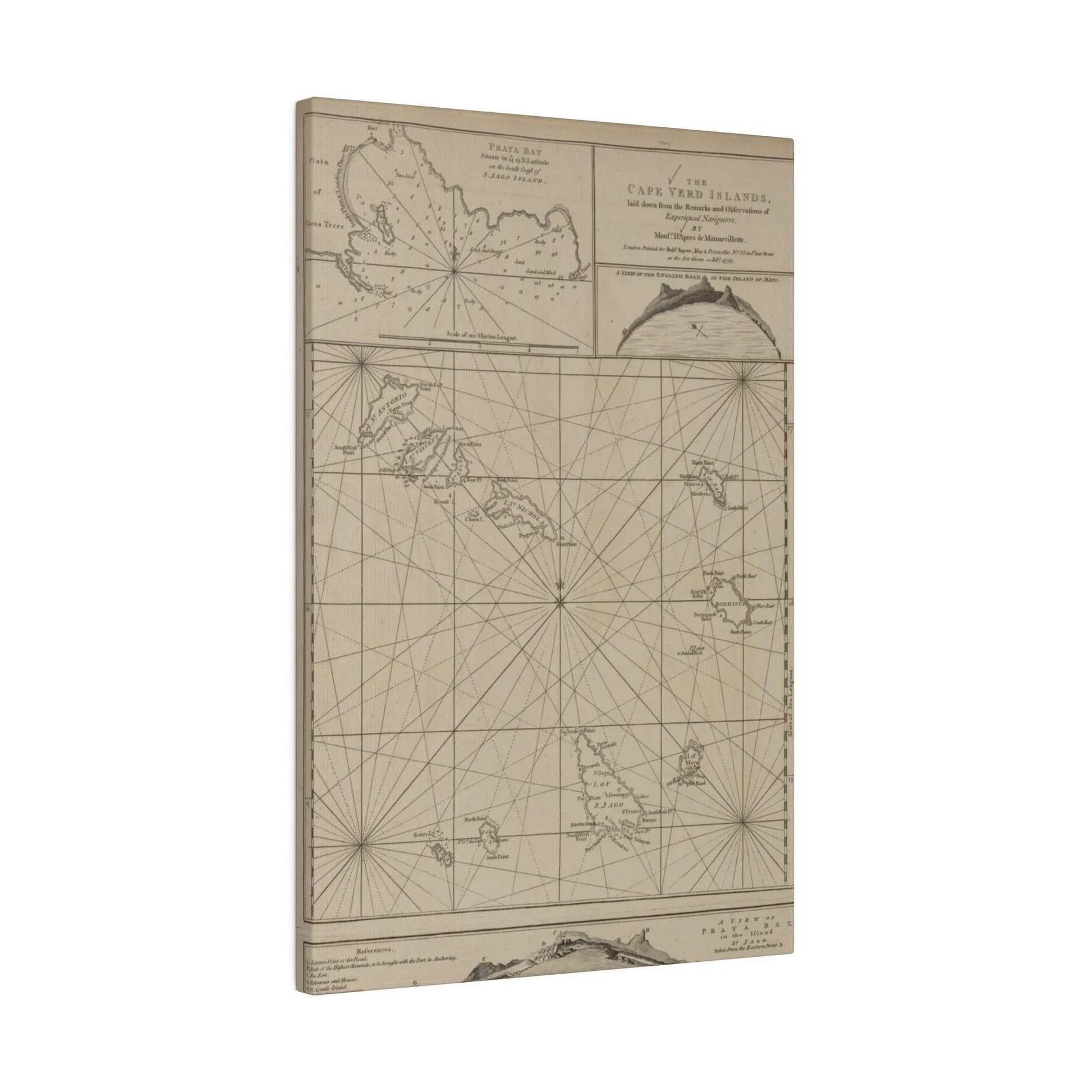 Close-up of the canvas texture featuring the vibrant blue and green colors representing Cape Verde Islands' scenic landscape