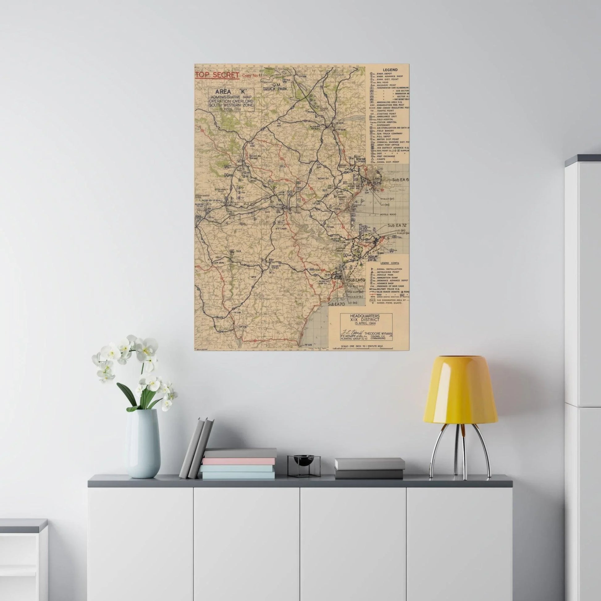 Close-up of the detailed handwritten annotations and faded grid lines on the South Western Zone section of the Operation