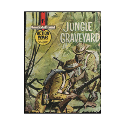 Close-up of the textured canvas surface highlighting the vibrant, worn orange and navy blue color details of Action War #3.