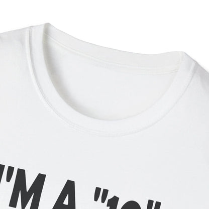 Close-up of the black unisex softstyle cotton T-shirt neckline with visible stitching and tag detail from a front-facing