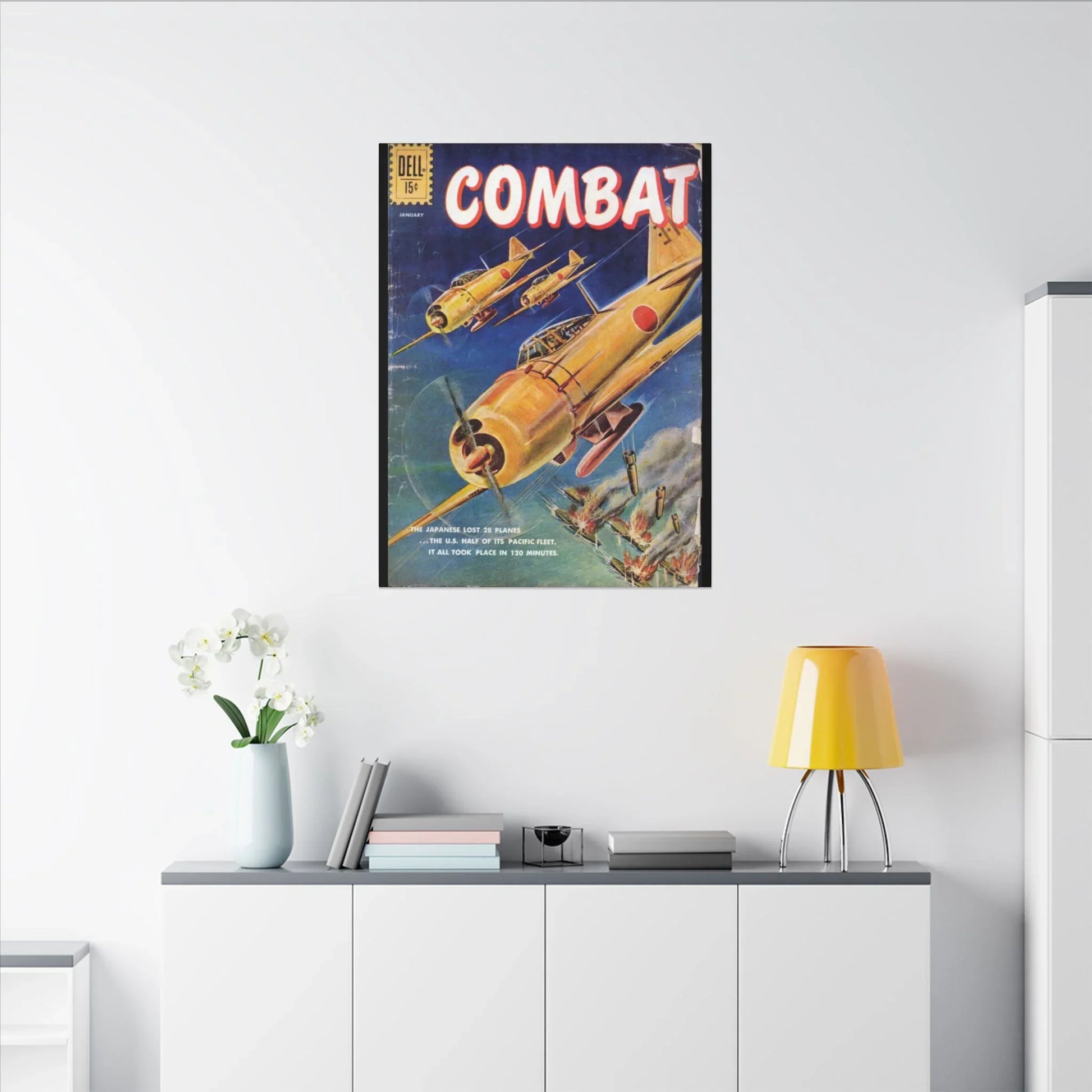 Close-up of textured canvas surface highlighting the detailed brushstroke finish and subtle color variations of the Combat