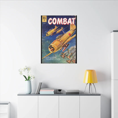 Close-up of textured canvas surface highlighting the detailed brushstroke finish and subtle color variations of the Combat