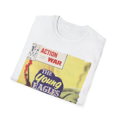 Front neckline detail showing the crew neck and smooth unisex fit in navy blue softstretch fabric